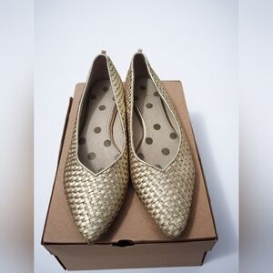 Boden Gold Woven Flats